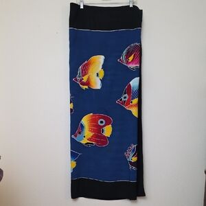 Blue Colorful Watercolor Sea Fish Ablong Tablecloth 70"X44"